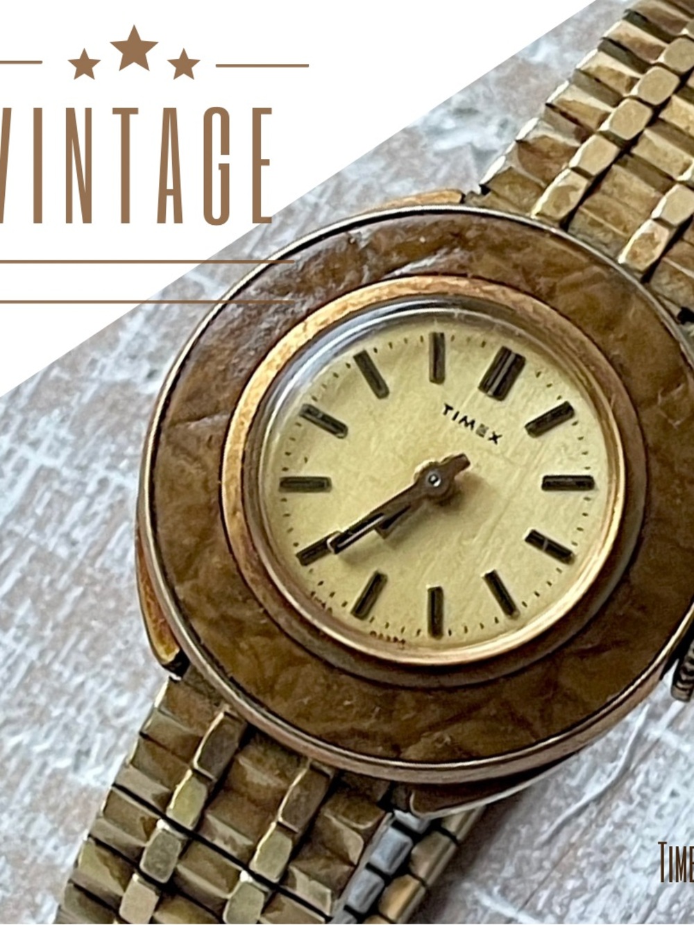Vintage 1974 Timex Women’s Mechanical Watch - Gold Tone & Reptile Bezel